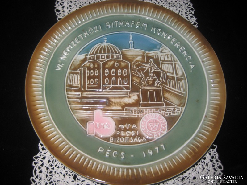 Zsolnay memorial plate vi. International Rare Metal Conference 1977 25 cm rare !!