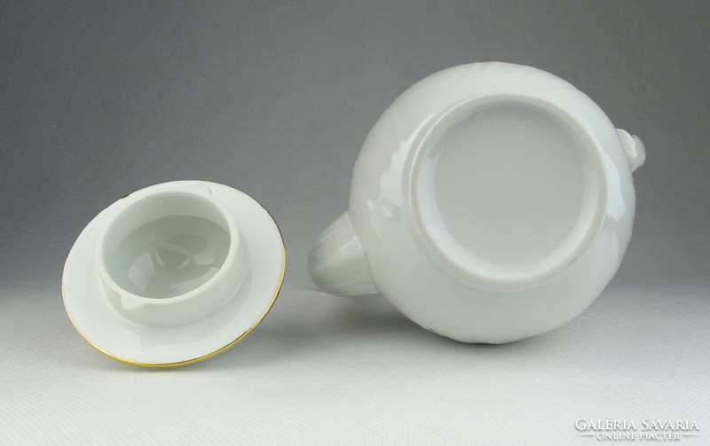 0R337 Régi virágmintás Herendi porcelán teáskanna