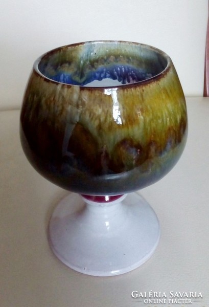 Ceramic stemmed glass, goblet, 11 cm high