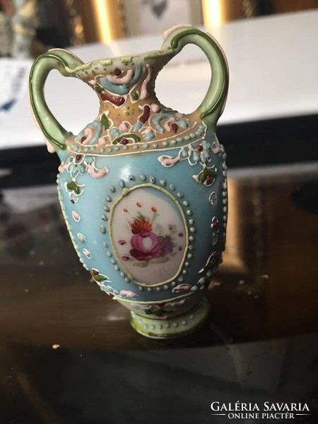 Kézzel festett antik pici porcelán váza
