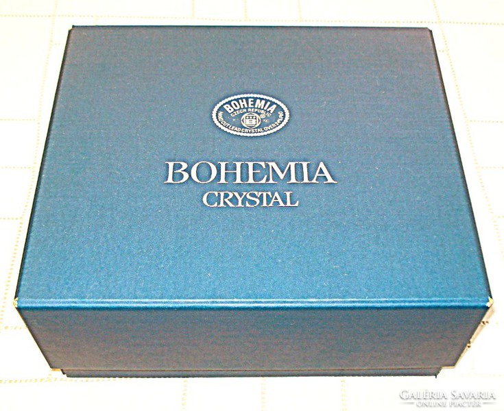 Bohemia ólomkristály kehely pár, pezsgős pohár díszdobozban M=21 cm