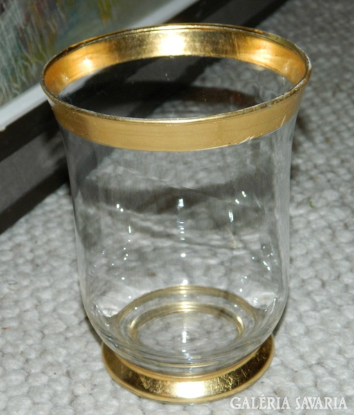 Art Nouveau antique glass vase with gold rim
