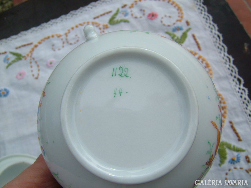 Antique hand-painted, numbered sugar bowl