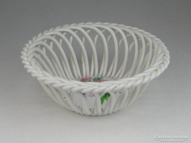 0R051 Virágmintás Herendi porcelán kosár kiskosár