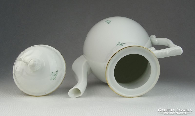 0R336 Régi virágmintás Herendi porcelán teáskanna