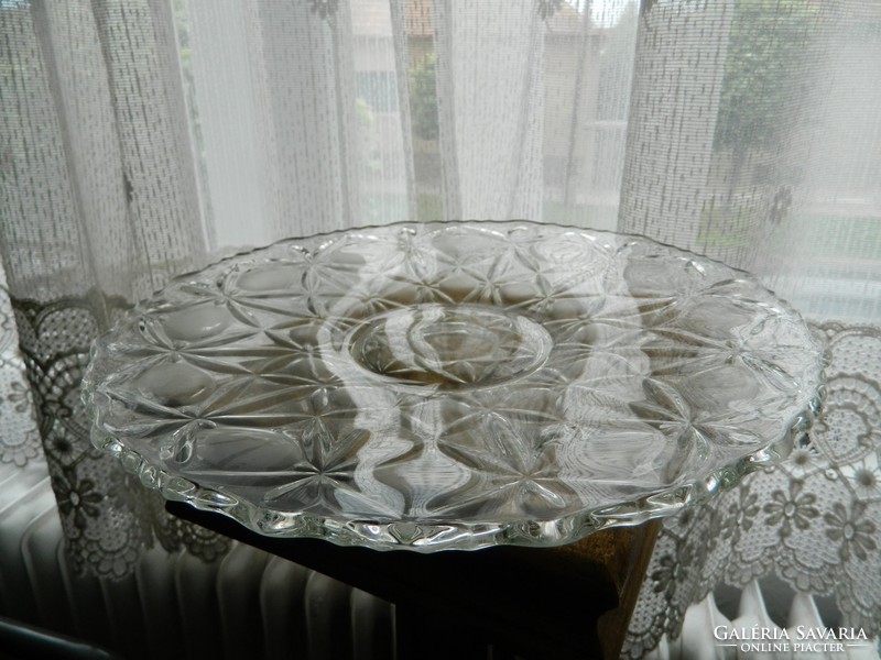 Old giant heavy glass bowl - centerpiece - serving bowl