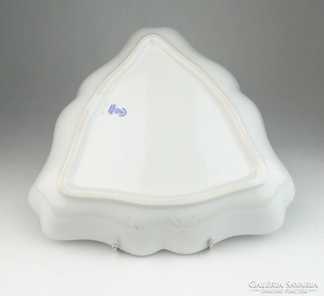 0R208 Régi Herendi háromszög porcelán kínáló tál