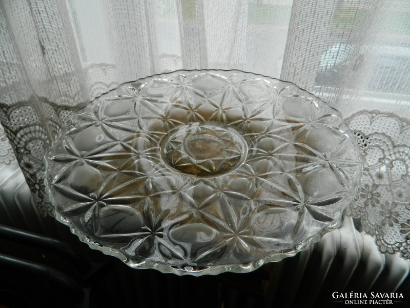 Old giant heavy glass bowl - centerpiece - serving bowl