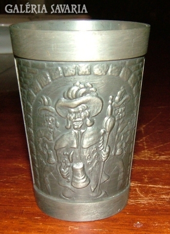 Beautiful, relief-patterned tin cup from Klagenfurt