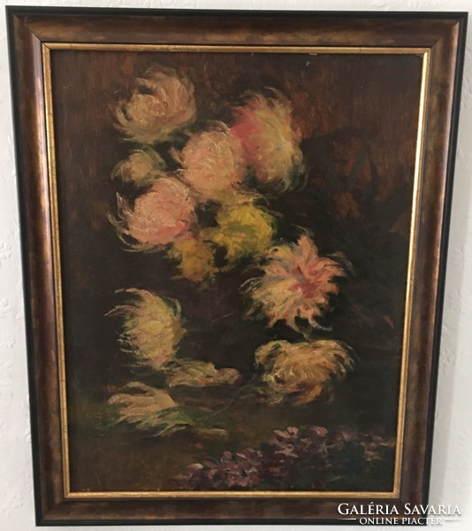 Meissl branch original painting size: 45 x 35 cm + frame, cardboard, oil, marked