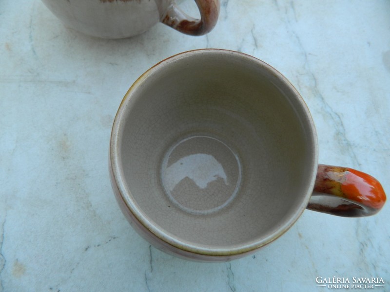 Antik folyatott szivárványos mázas bögre - csésze készlet