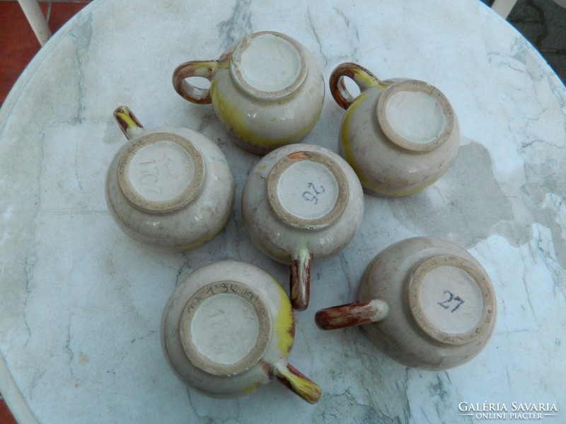 Antik folyatott szivárványos mázas bögre - csésze készlet
