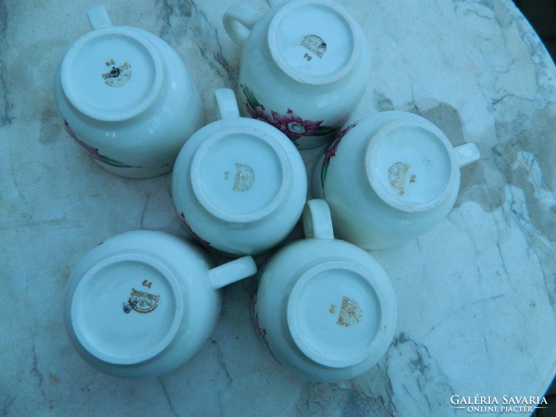 Antik nagy virágmintás  Ditmar- Urbach csésze készlet 6 fő részére