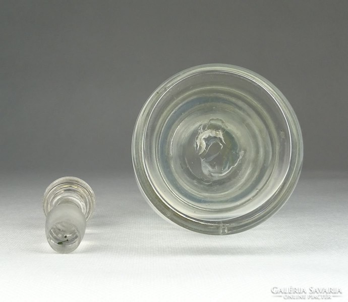 0R082 Antik talpas fújt üveg dugóval 27 cm