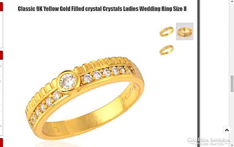 9 K Gold Filled, CZ kristályos gyűrű