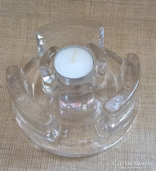 Nice condition thick glass candle holder with candle holder
