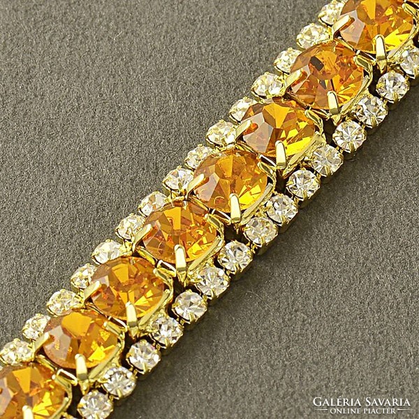 9K gold filled bracelet with champagne yellow and white cz crystals