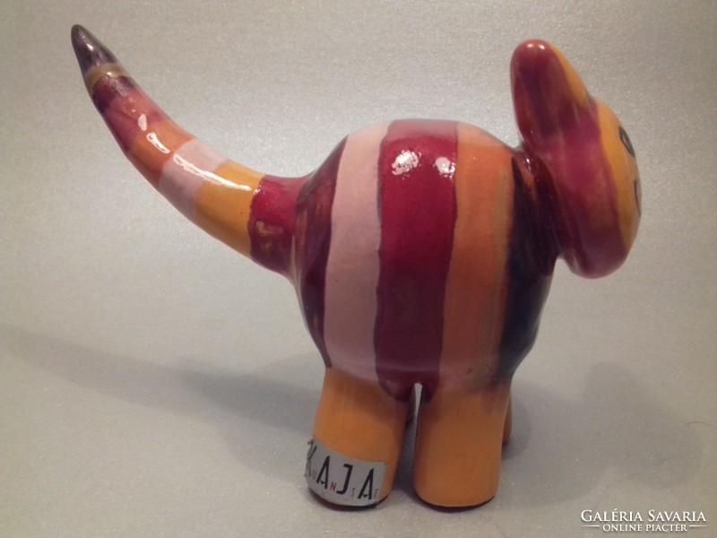Now it's worth taking! Ceramic kitten cat with colorful stripes, lovely marked kitten, an excellent gift for kitties