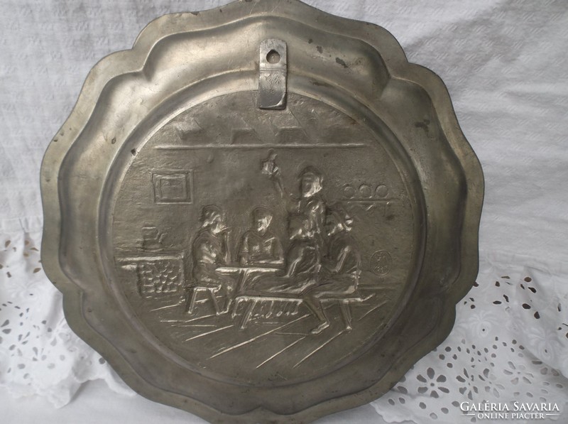 Plate - 22 cm - wall - old Bavarian wall-hanging pewter plate diameter - flawless