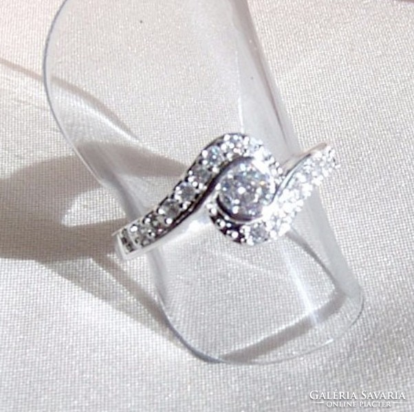 Silver cz zircon stone ring, (usa 7)