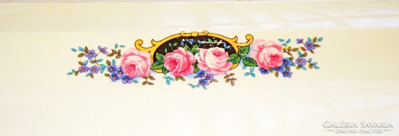 Antik, rózsa és nefelejcs mintás, nagy méretű kínáló tál