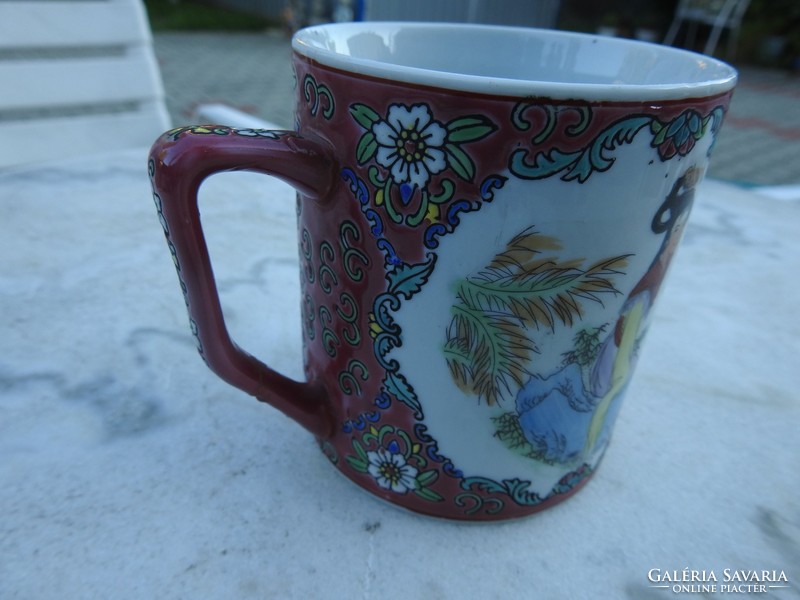 Chinese marked, richly decorated cocoa / milk mug - glass