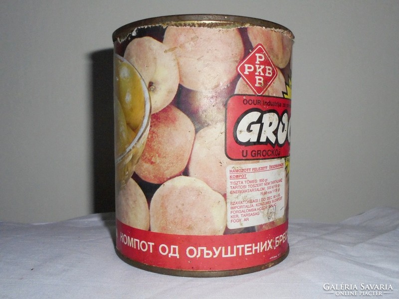 Retro GROCKA Jugoszláv konzerv doboz konzervdoboz - őszibarack kompot - KONZUMEX - 1980-as évekből