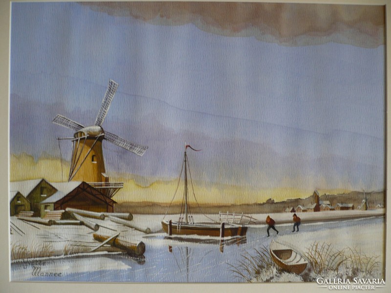 Yvette Mannee holland festő Hajók és kikötők sorozat/10.