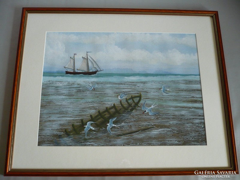 Yvette Mannee holland festő Hajók és kikötők sorozat/6.