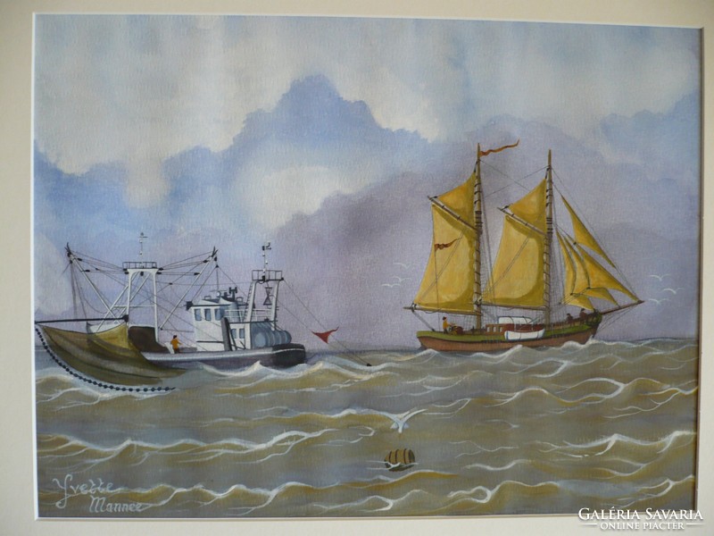 Yvette Mannee holland festő Hajók és kikötők sorozat/9.