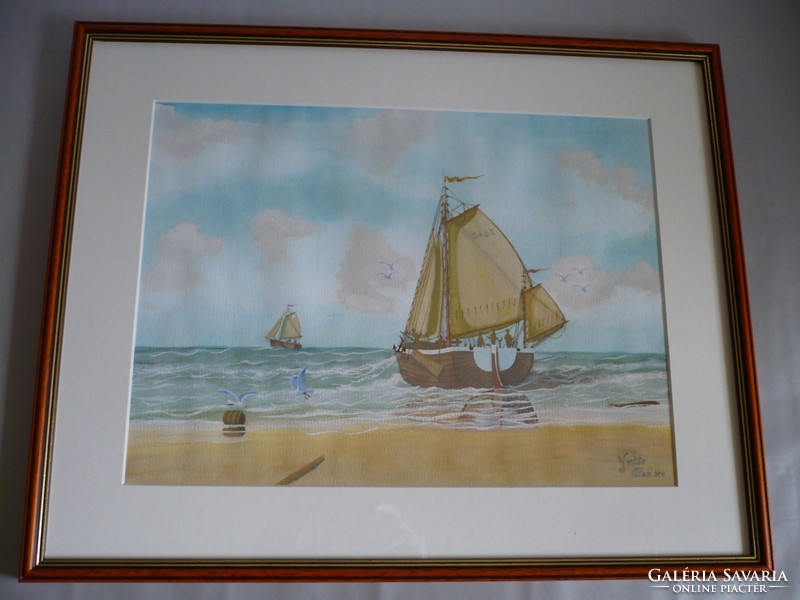 Yvette Mannee holland festő Hajók és kikötők sorozat/1.