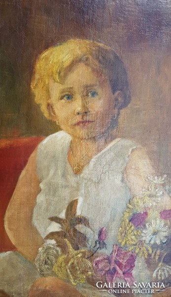 Antal Sándor 1907-ben festett női portréja keretezve