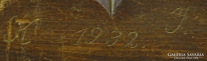 0R974 Antik dátumos mángorló sulyok fa 1932