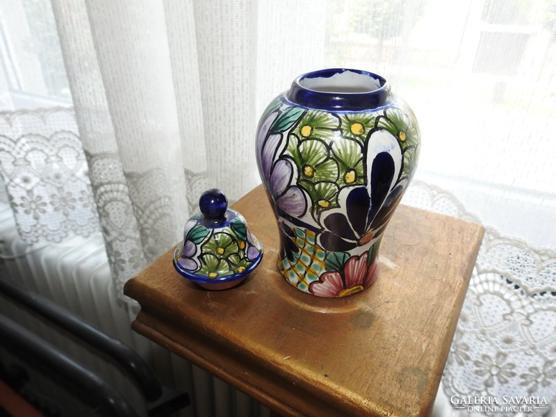 Amora from Mexico - hand painted urn vase - urn vase