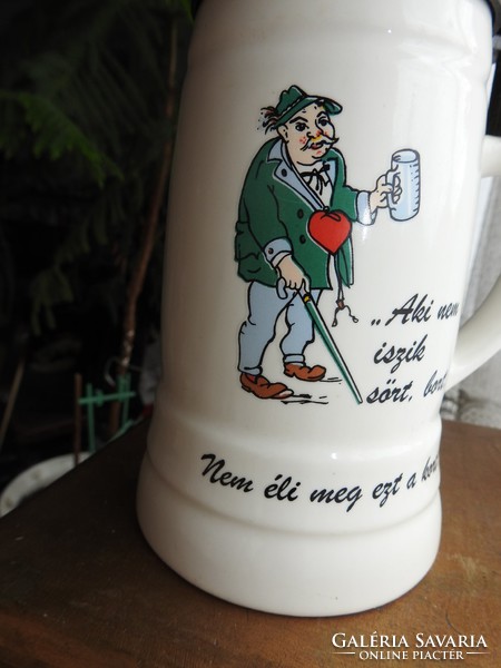 Porcelain cup, with a tin lid, ...who doesn't drink beer, wine, won't live to this age!