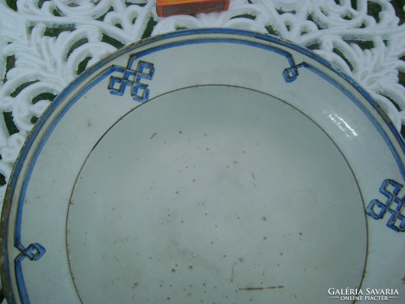 Antik Elbogen keménycserép falitányér, tányér