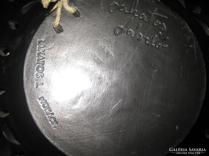 Mohács black ceramic padlock, marked, 40 cm, good condition