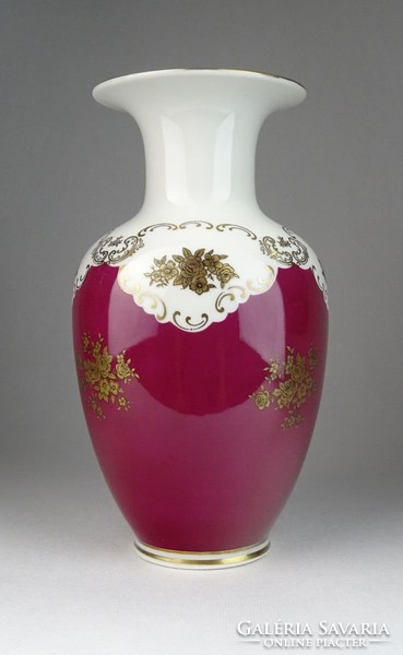 0S251 Régi jelzett bordó fehér porcelán váza 23 cm