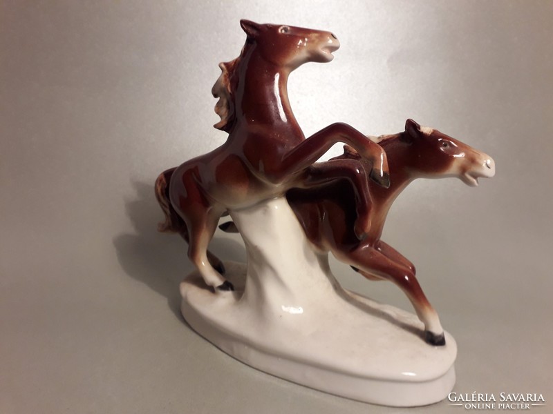 Carl Scheidig Kunst - Grafenthal porcelán vágtató lovak - ló jelzett eredeti hibátlan