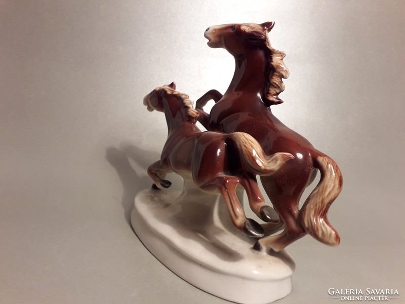 Carl Scheidig Kunst - Grafenthal porcelán vágtató lovak - ló jelzett eredeti hibátlan