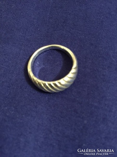 Ezüst, bordázott gyűrű, 52-es, jelzett  (FÉD)
