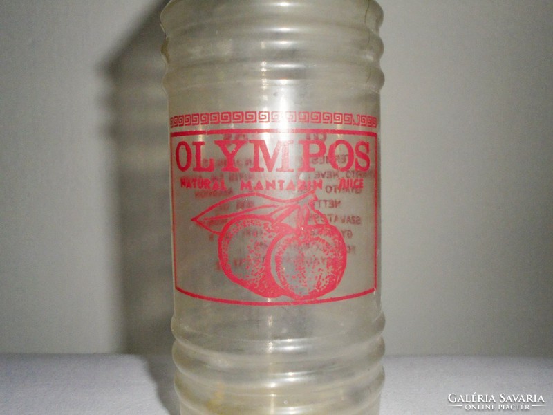 Retro OLYMPOS natural mantarin juice üdítő üdítős üveg - festett címke, műanyag palack - 1971-es