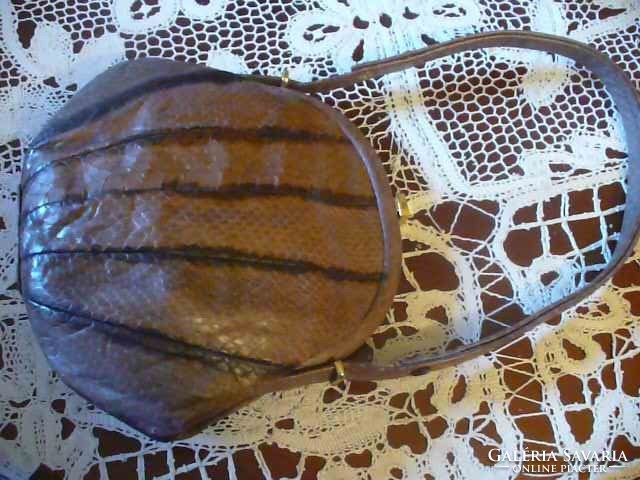 Brown small snakeskin women's bag