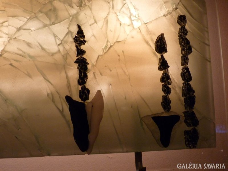 Piszkátor Ildikó: Megfagyott világ - üvegmozaik kép, lámpa
