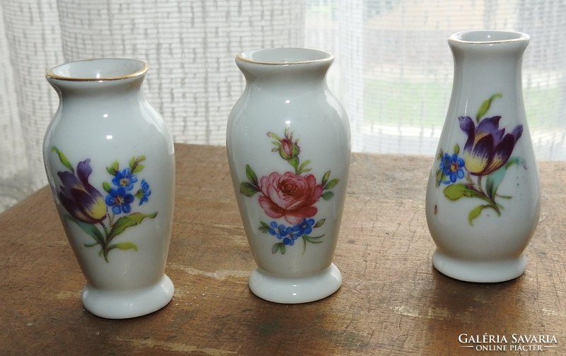 Hollóházi miniatűr váza készlet - kézzel festett régi hollóházi mini vázák