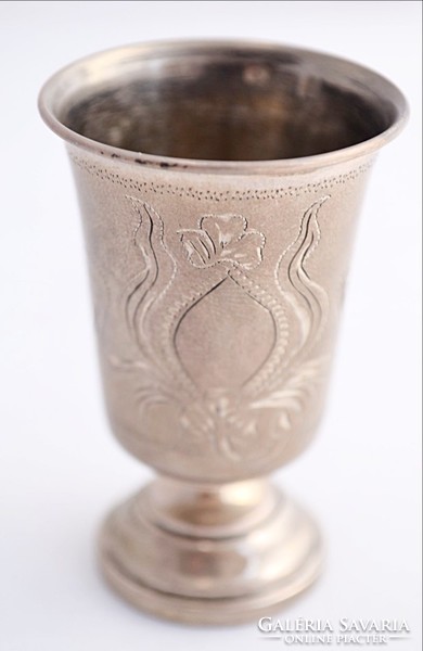 Silver goblet with foot engraved decoration, German mark 800