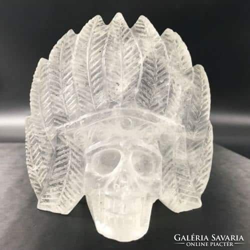 Year-end sale! Native American skull carved from raw rock crystal!