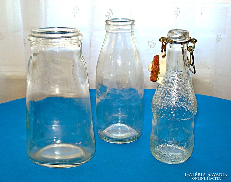 Retro bottles: old bambis, milk, compote