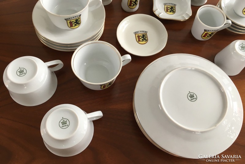 Retro Kahla, Meissen címer porcelán teás- és kávéskészlet, dekoráció