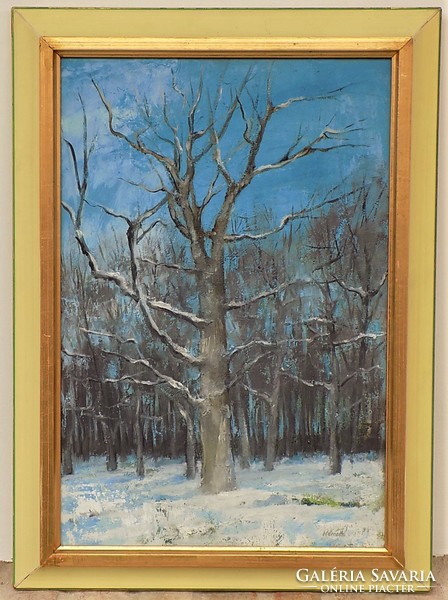 Németh Zsuzsa ( 1951-) Tél c. képcsarnokos festménye EREDETI GARANCIÁVAL !!